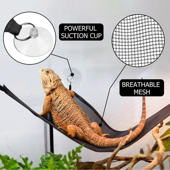 MAIMASHI Reptile Breathable Mesh Hammock Habitat Climbing Chameleon Lizards,Gecko Black Small